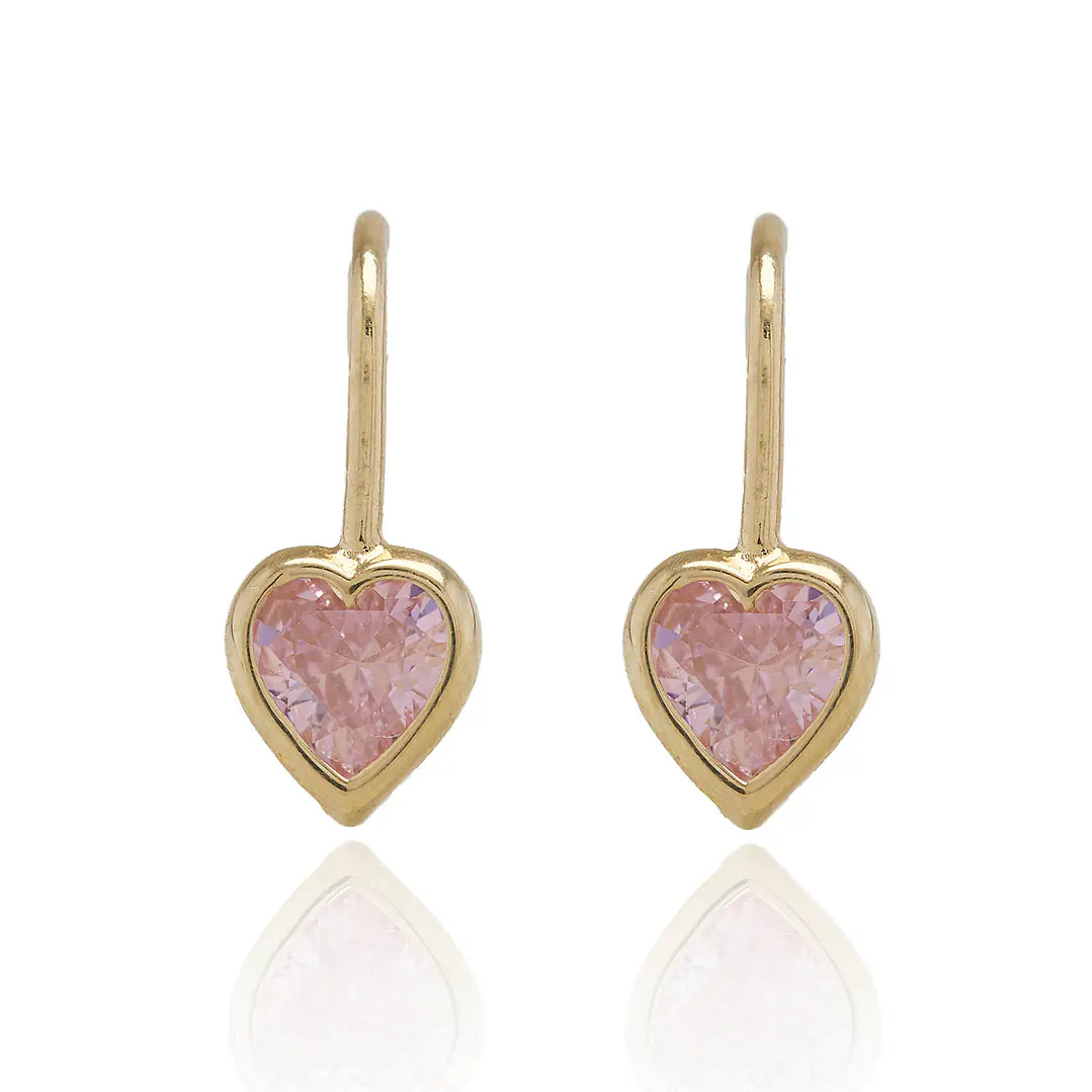 Aros Oro Amarillo 18kt Corazón de Rosa de Francia 2