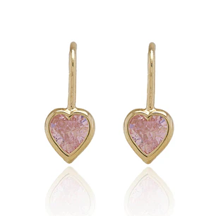Aros Oro Amarillo 18kt Corazón de Rosa de Francia