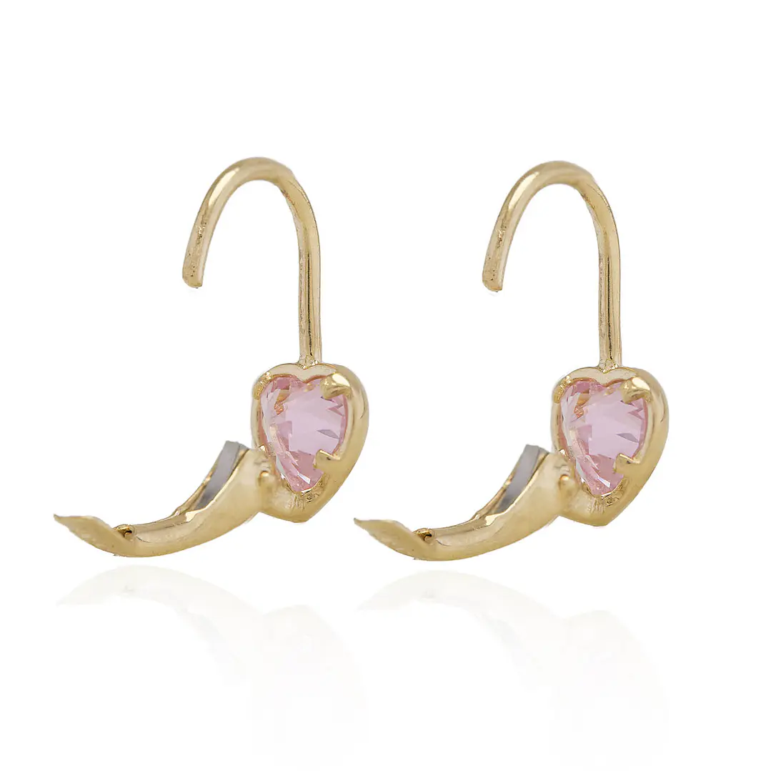 Aros Oro Amarillo 18kt Corazón de Rosa de Francia 3
