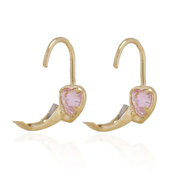 Aros Oro Amarillo 18kt Corazón de Rosa de Francia 3