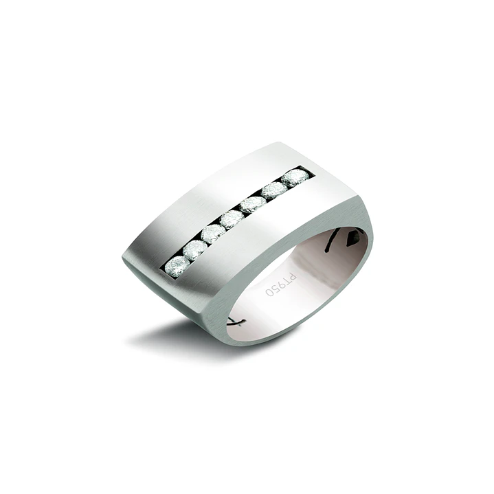 Anillo Platino 950 Modelo Dumo 7 Diamantes 5pts 1