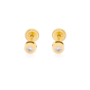 Aros de Oro 18kt Punto De Luz. Con Circon 2,0 mm