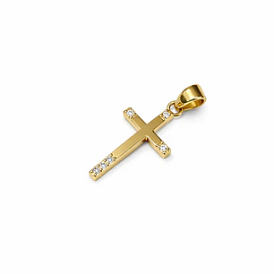 Colgante Oro Amarillo 18kt Cruz Circonita 24x11MM