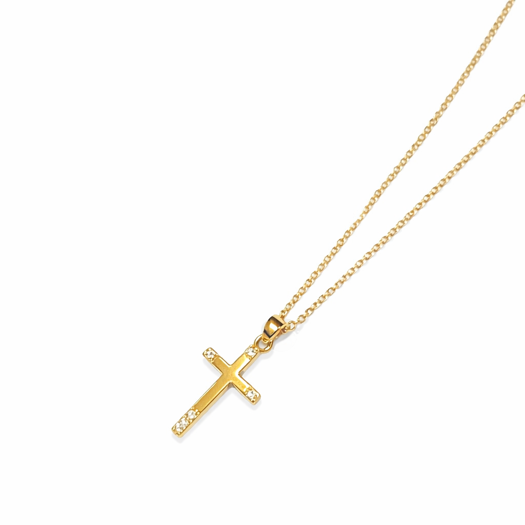 Colgante Oro Amarillo 18kt Cruz Circonita 24x11MM 2