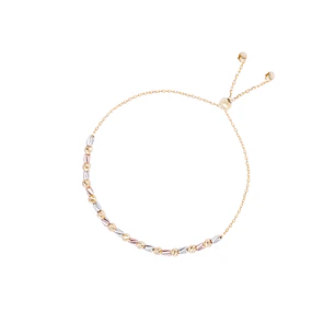 Pulsera Oro Amarillo 18kt Detalles Tricolor Ajustable
