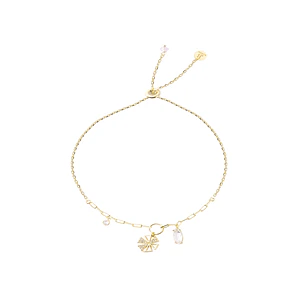 Pulsera Plata Esterlina 925 Ajustable Circonita Revestido en Oro 18kt