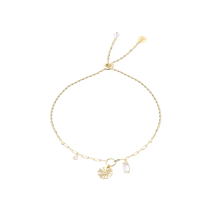 Pulsera Plata Esterlina 925 Ajustable Circonita Revestido en Oro 18kt 1