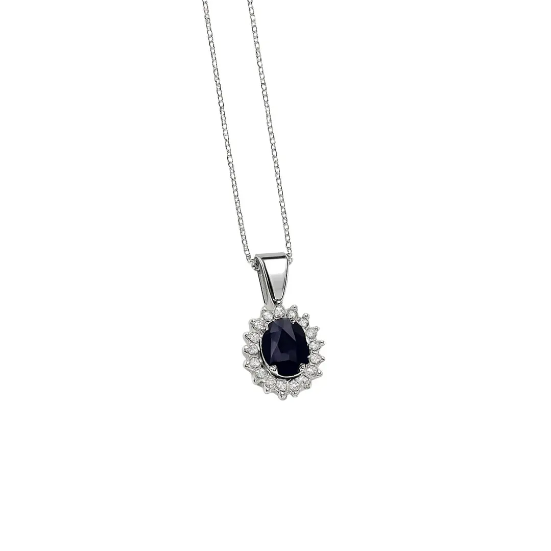 Collar de Oro 18kt con Diamantes de 31 Puntos Totales Corte Brillante SI/H 99 Pts Zafiro - By Danielle Costantini 3