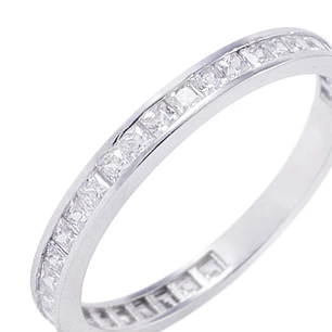 Anillo Oro Blanco 18kt Riel Infinito Circonita