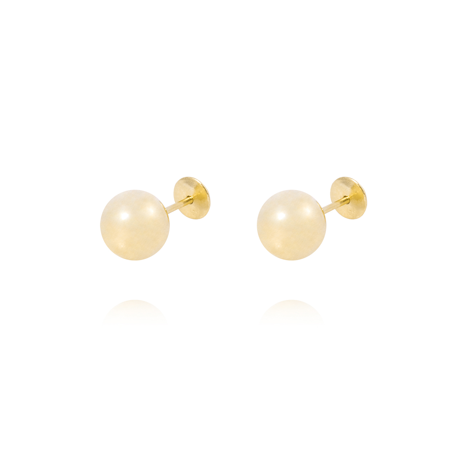 Aros de Oro 18 kt  Modelo Pelotita 7,0mm Tornillo tope 1