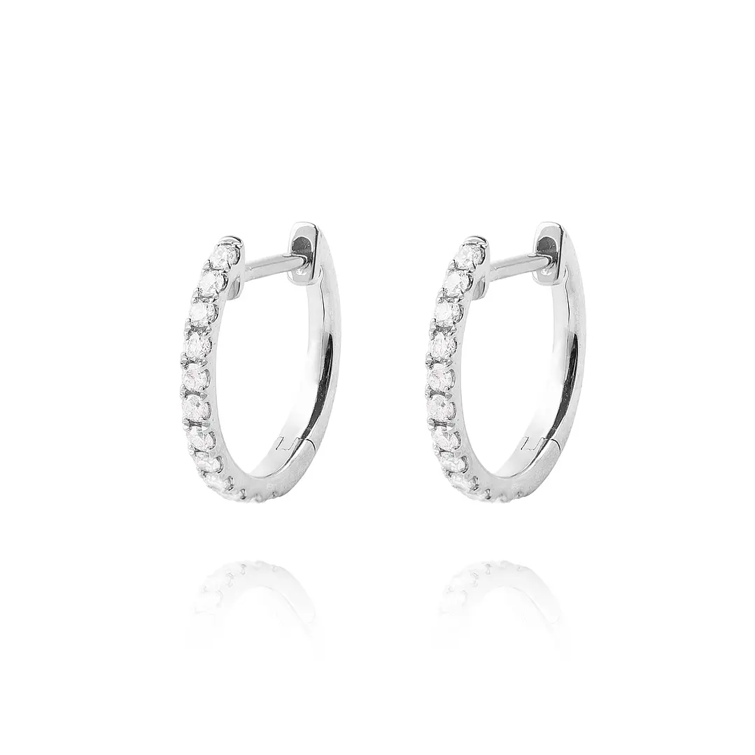 Aros Oro Blanco 18kt Diamantes de Argollas 23 Pts Totales 1