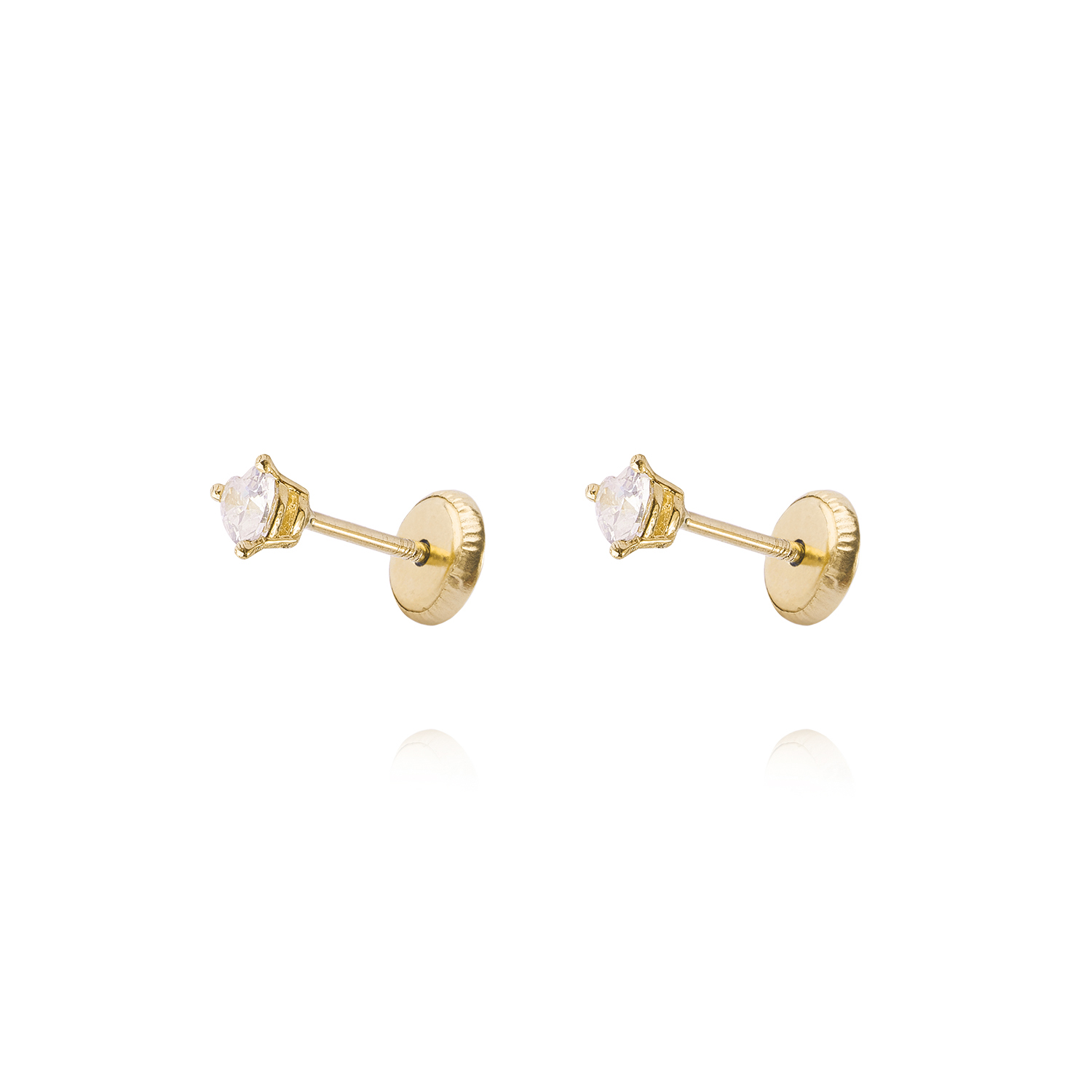 Aros de Oro 9kt Corazon Circon pequeño 3 Grifas 1