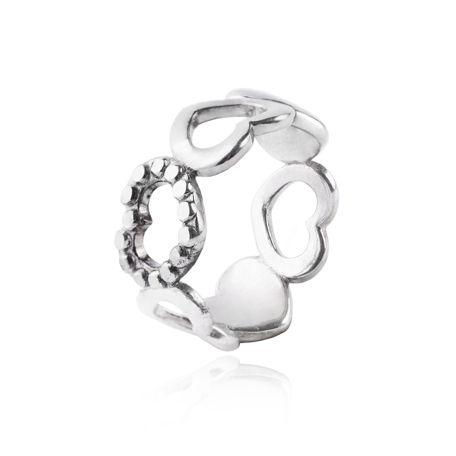 Anillo de Plata Esterlina 925 Corazones Grandes 2 1