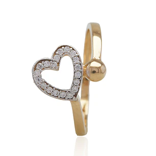 Anillo de Oro 18kt Corazón de Circonitas y Punto