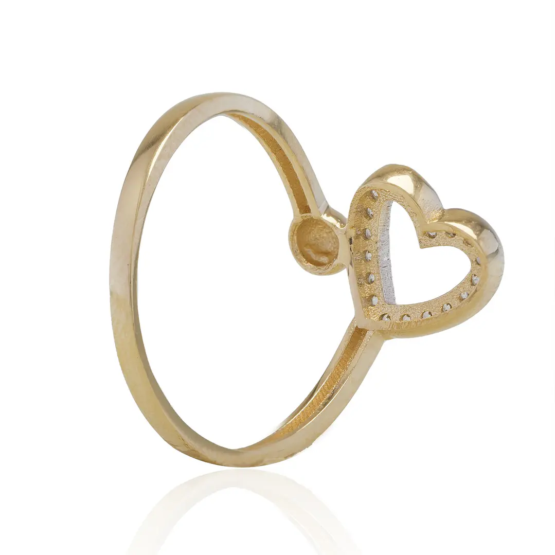 Anillo de Oro 18kt Corazón de Circonitas y Punto 3