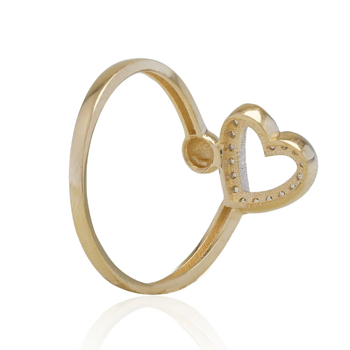 Anillo de Oro 18kt Corazón de Circonitas y Punto 3