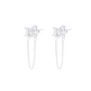 Aros Plata Esterlina Rectángulo Circonita y Cadena Colgante - Miniatura 3