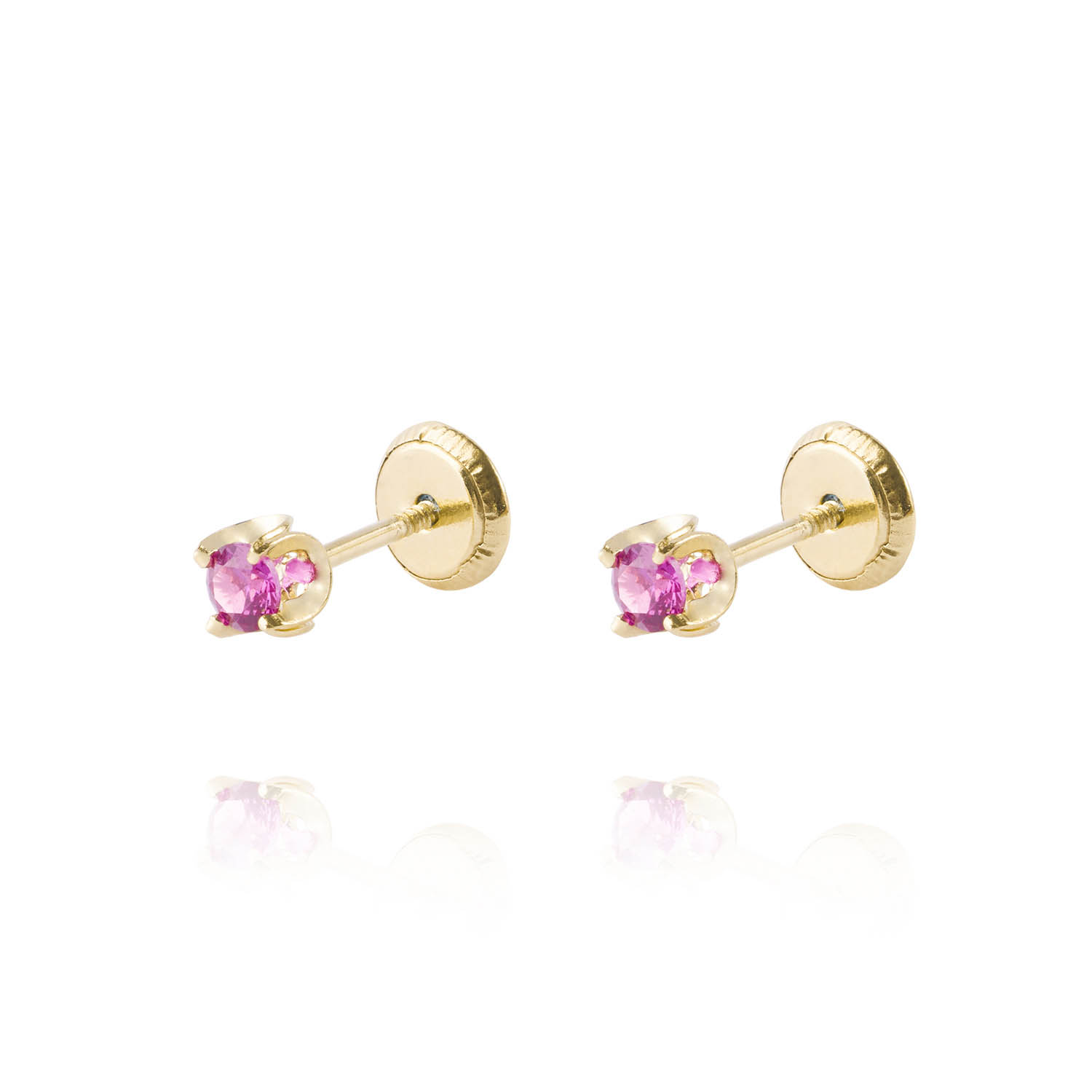 Aros de Oro 18kt Chaton Rubí de 2,5mm 1