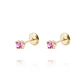 Aros de Oro 18kt Chaton Rubí de 2,5mm - Miniatura 1