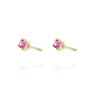 Aros de Oro 18kt Chaton Rubí de 2,5mm