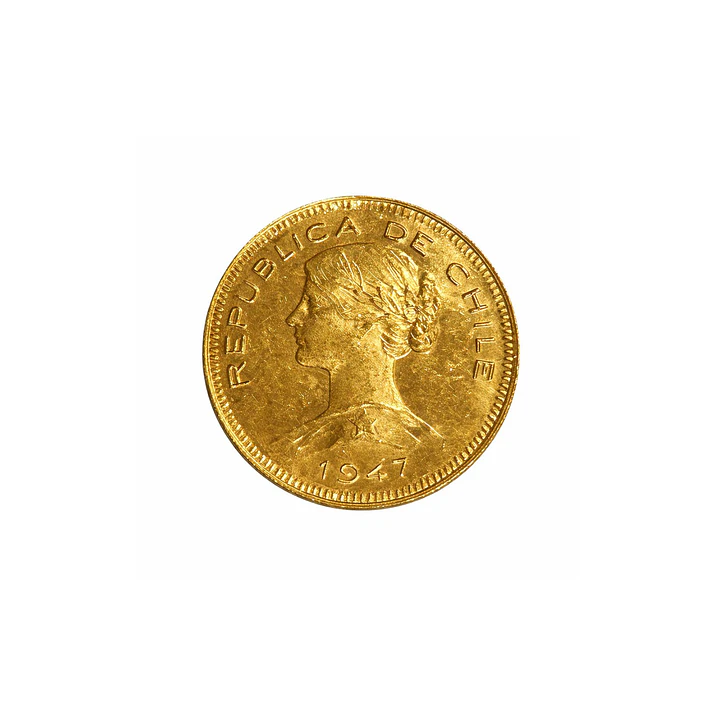Moneda de Oro Chilena de 100 pesos año 1940 al 1949 4