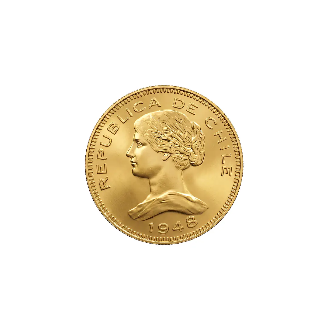 Moneda de Oro Chilena de 100 pesos año 1940 al 1949 7