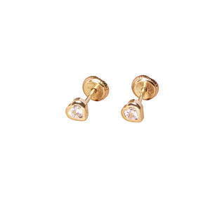 Aros de Oro 18kt Corazón con Piedra Circonita