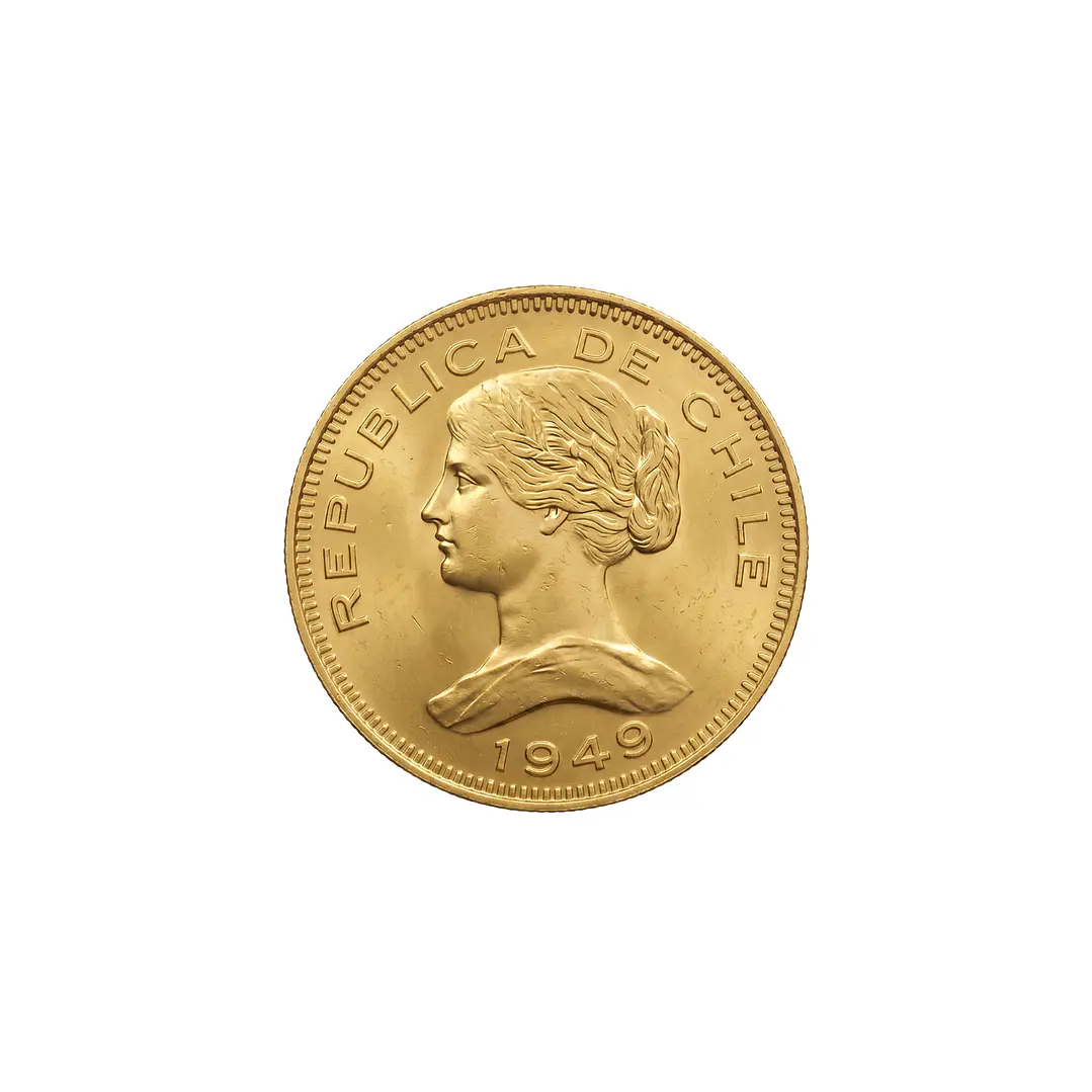 Moneda de Oro Chilena de 100 pesos año 1940 al 1949 10