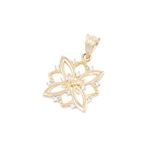 Colgante de Oro 18kt Copo de Nieve 12 Circonita
