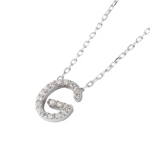 Collar de Plata Esterlina 925  Letra G Brillo