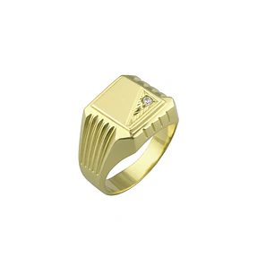 Anillo Oro 18kt Sello Cuadrado Tallado