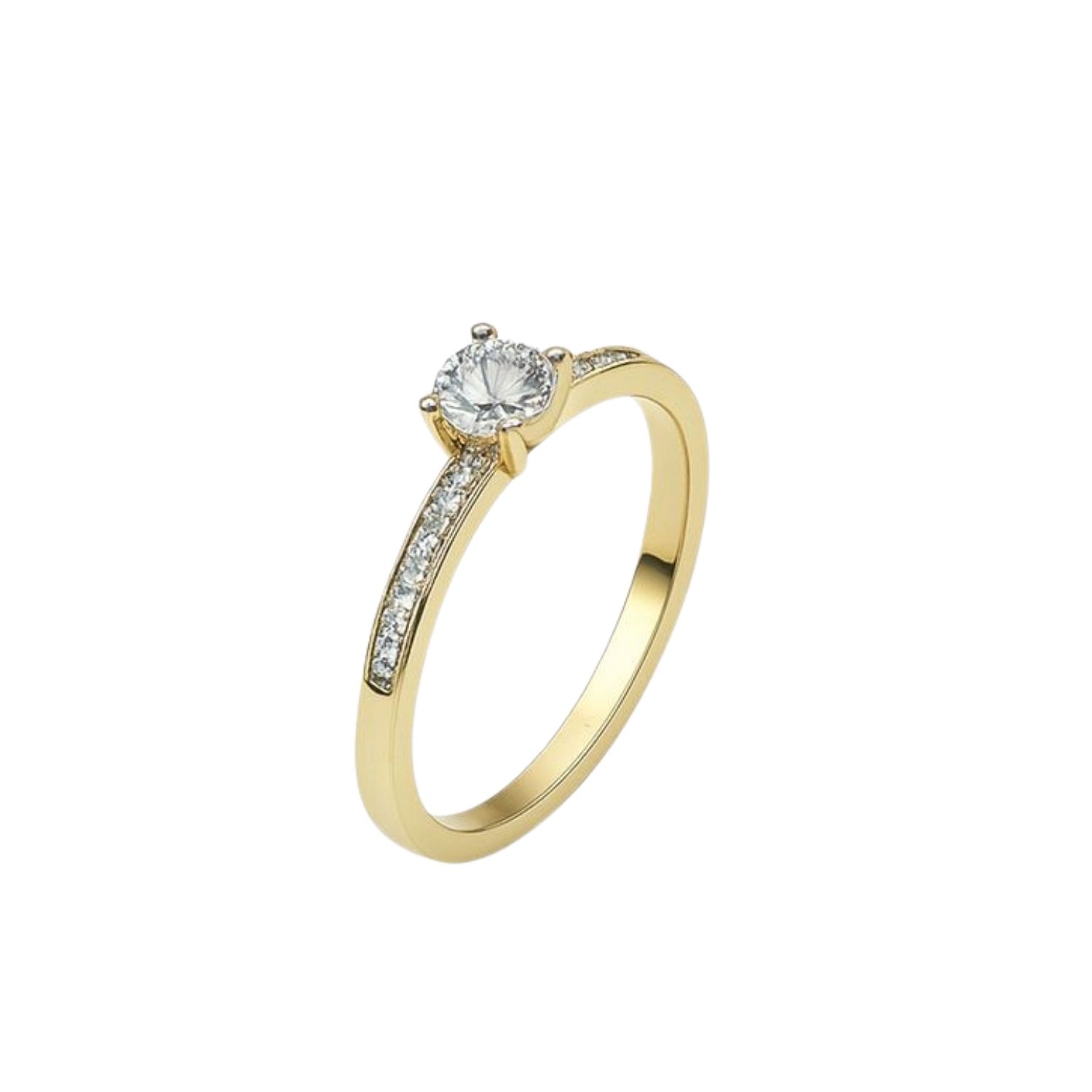 Anillo Oro Amarillo 18kt Circonita Central 4MM 1