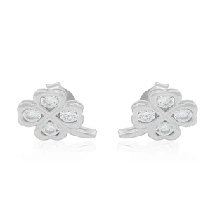 Aros de Plata Esterlina 925 Trebol Circon