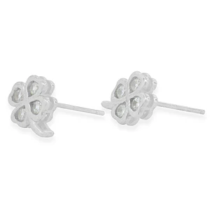 Aros de Plata Esterlina 925 Trebol Circon