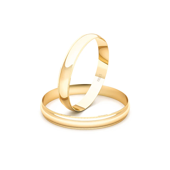 Par Argollas Matrimonio de Oro Amarillo 18kt Alexandrina de 3,0mm 1
