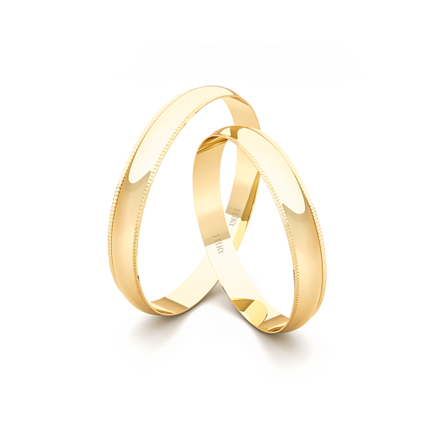 Par Argollas Matrimonio de Oro Amarillo 18kt Alexandrina de 3,0mm 2