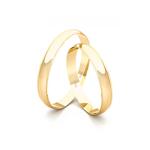 Par Argollas Matrimonio de Oro Amarillo 18kt Alexandrina de 3,0mm