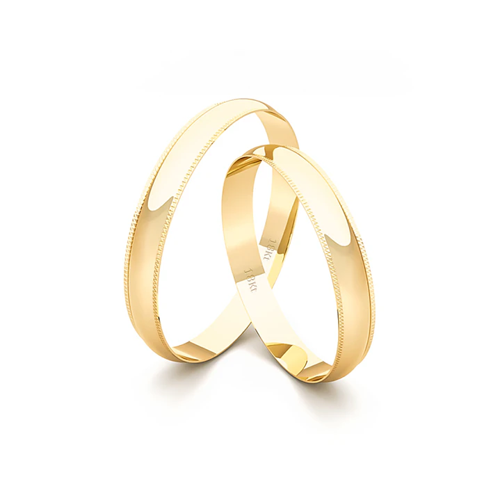 Par Argollas Matrimonio de Oro Amarillo 18kt Alexandrina de 3,0mm 2