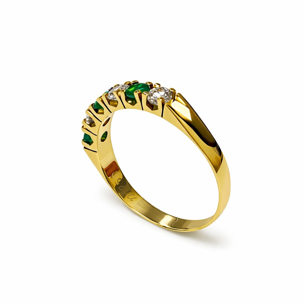 Anillo Oro Amarillo 18kt Destello de Esmeralda 1