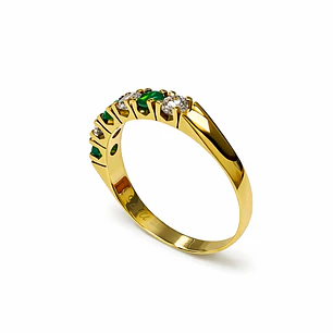 Anillo Oro Amarillo 18kt Destello de Esmeralda
