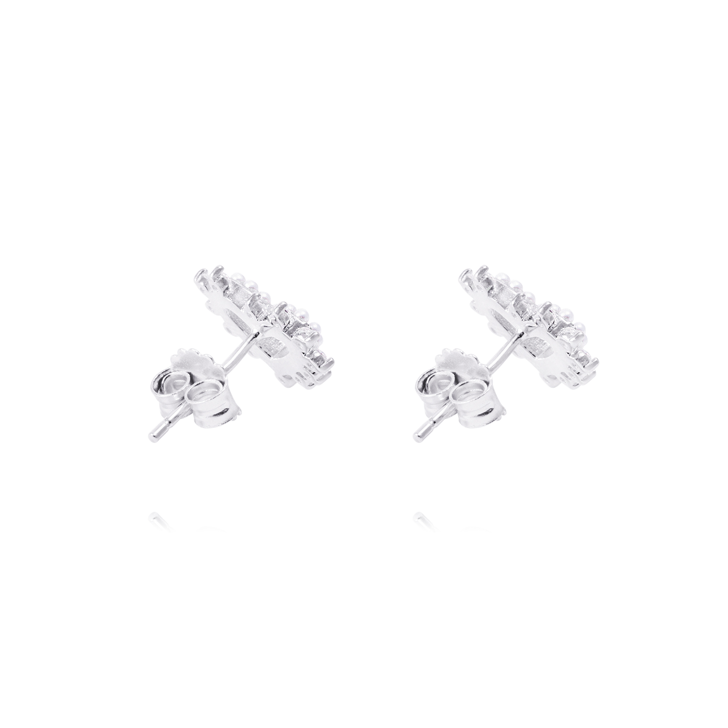 Aros de Plata Esterlina Corazón Perla mas Circonita 3