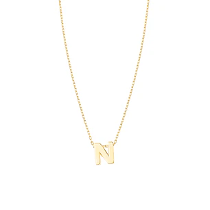 Collar de Oro 18kt Letra N