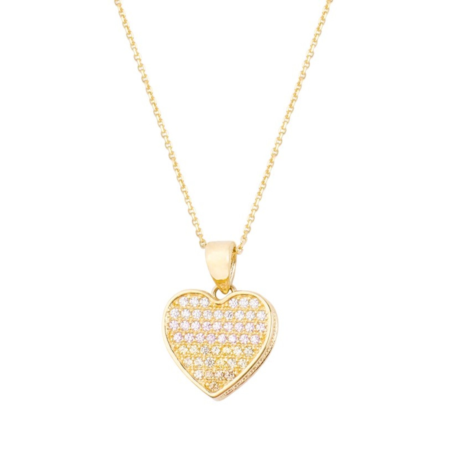 Colgante de Oro 18kt Corazón circones alto 3