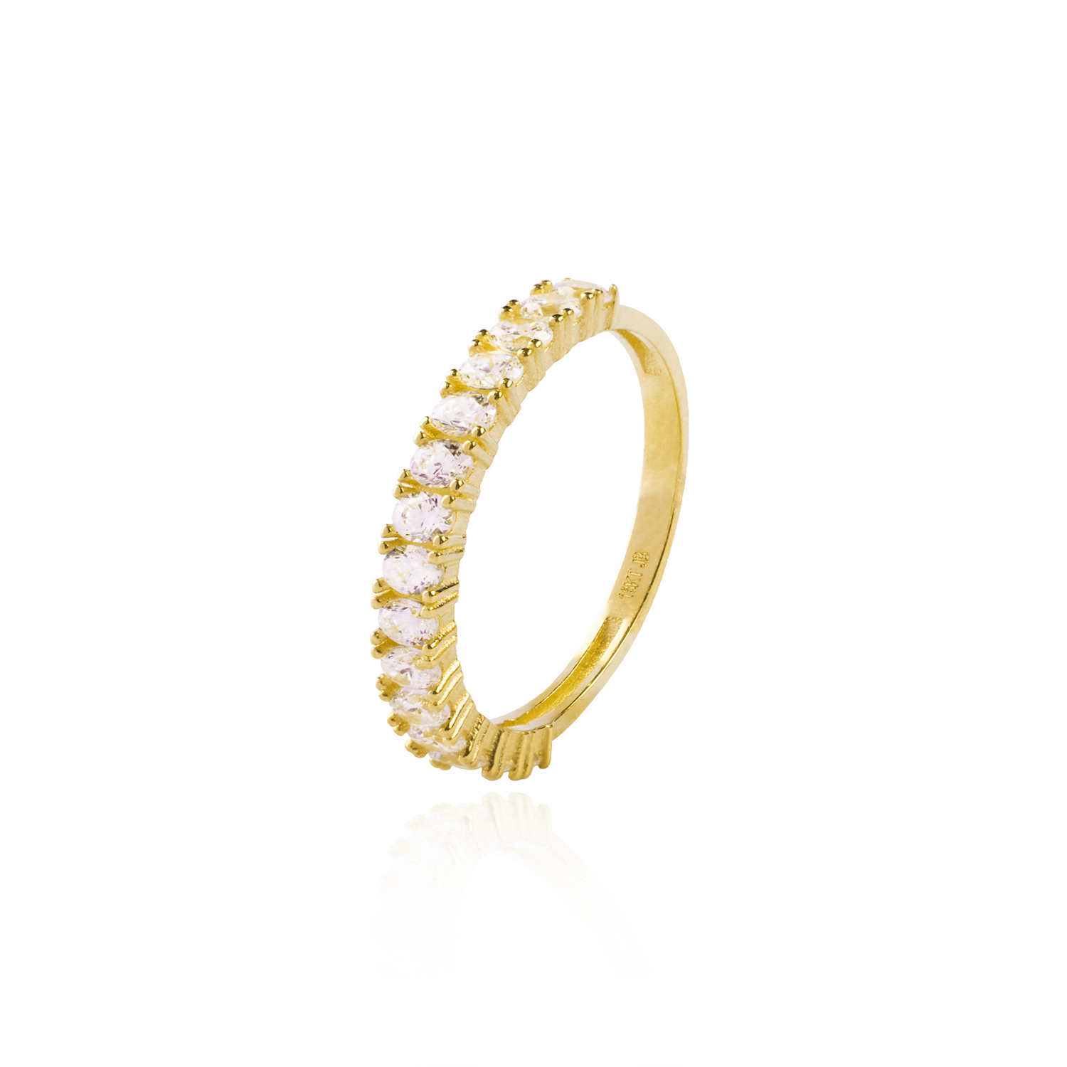 Anillo Compromiso de Oro 18Kt Medio Cintillo Circon 2mm 1