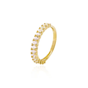 Anillo Compromiso de Oro 18Kt Medio Cintillo Circon 2mm