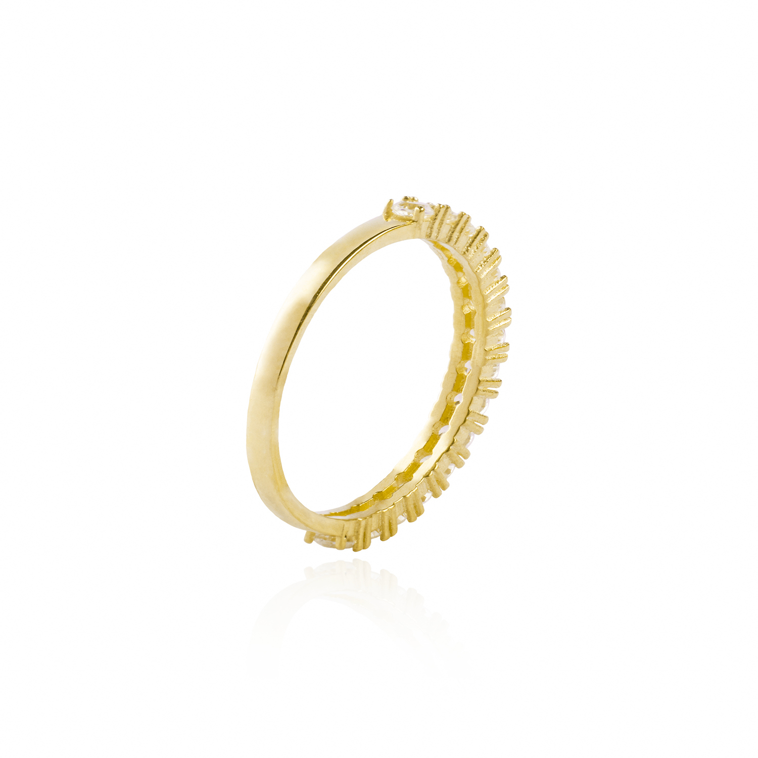 Anillo Compromiso de Oro 18Kt Medio Cintillo Circon 2mm 2