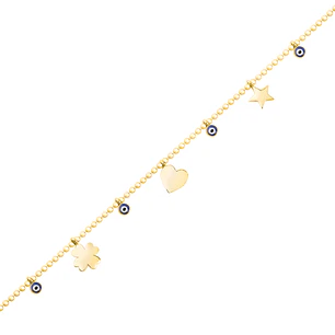 Pulsera de Plata Esterlina 925 Ojo Turco Revestido en Oro 18kt