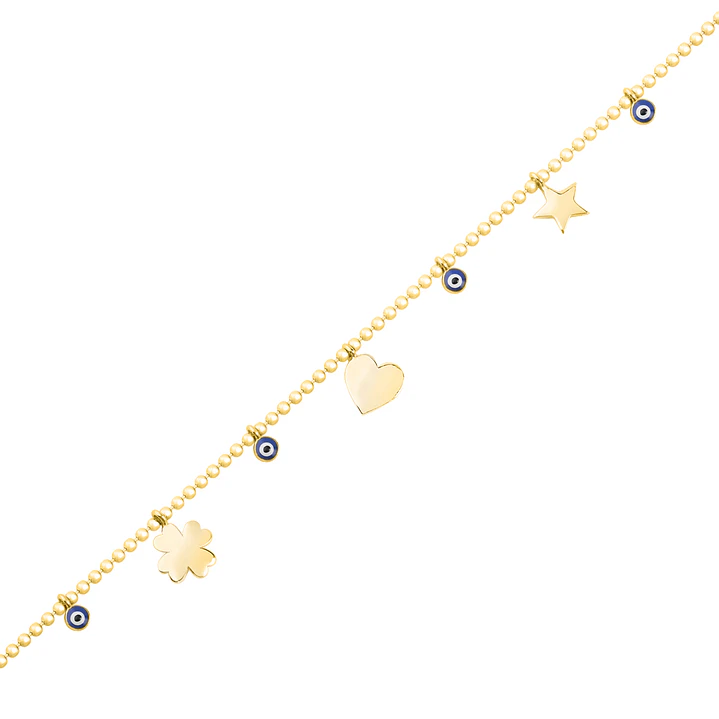 Pulsera de Plata Esterlina 925 Ojo Turco Revestido en Oro 18kt 1