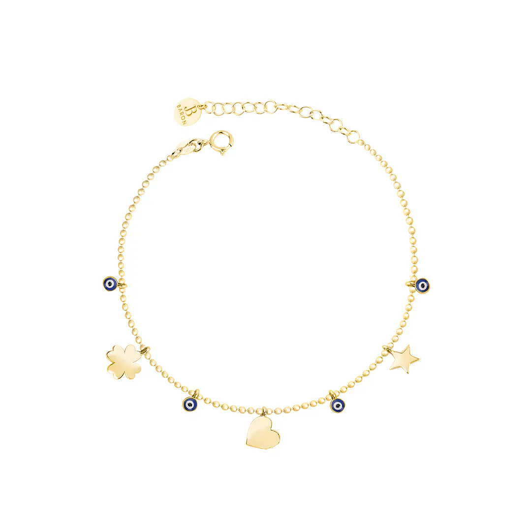 Pulsera de Plata Esterlina 925 Ojo Turco Revestido en Oro 18kt 2