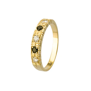 Anillo Oro 18kt /Platino Quintillo de Circonitas con Contraste